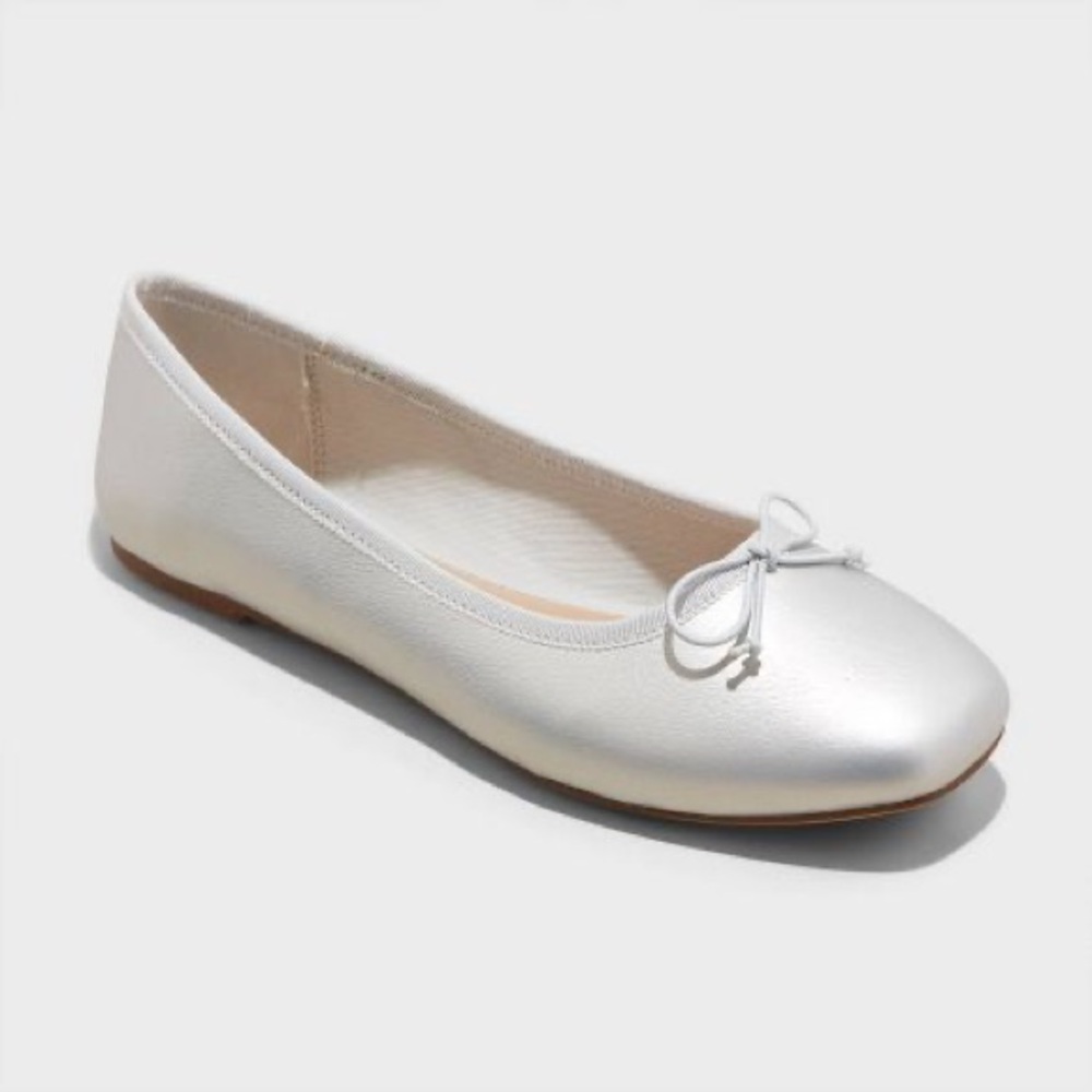 Women's Jackie Ballet Flats with Memory Foam Insole - A New Day™ in Silver New